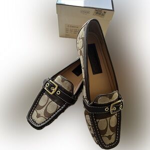 Coach Women's Tan and Brown Loafers with Buckle